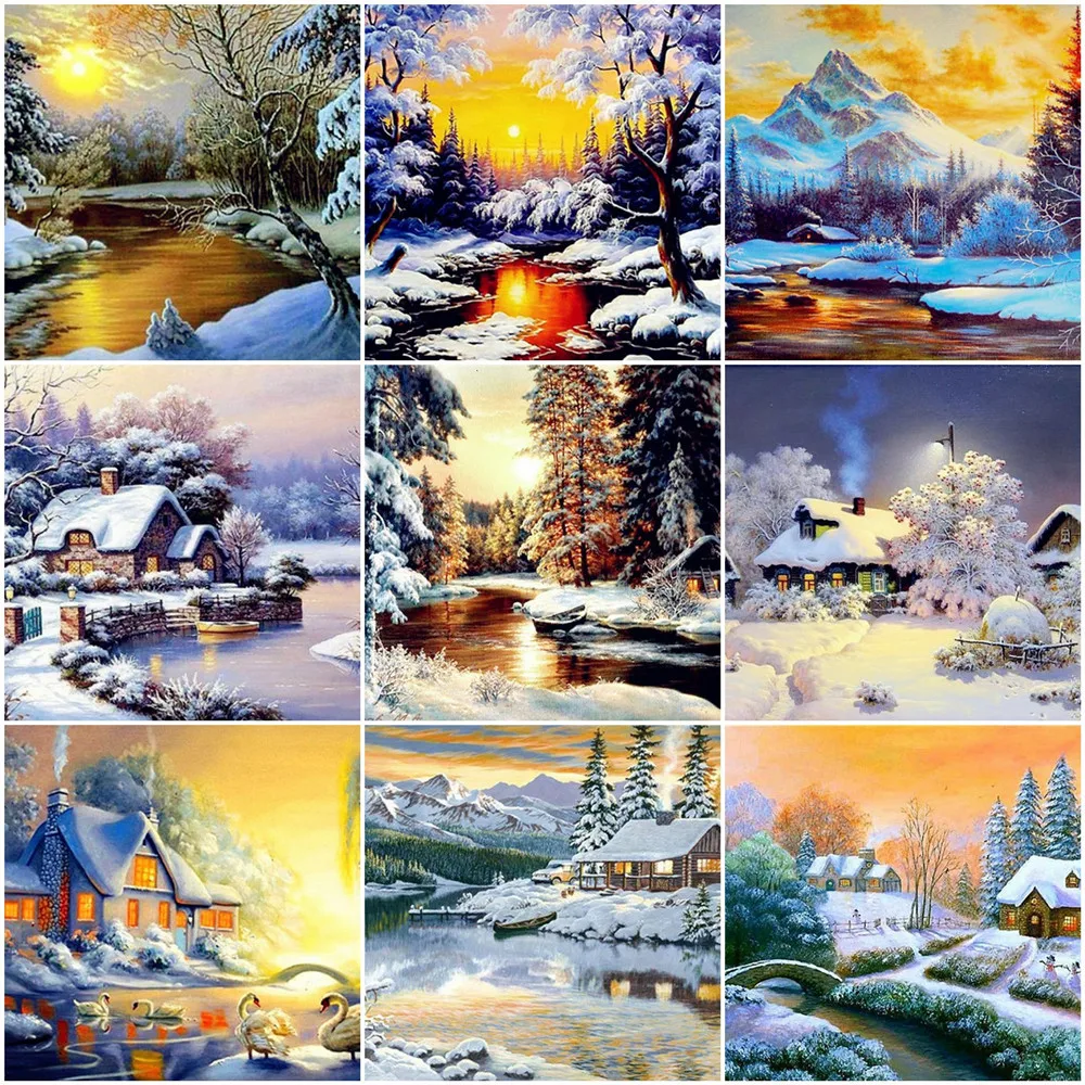 

5D DIY Winter Tree Scenery Diamond Painting Kits Full Square Round with AB Drill Mosaic Embroidery Art Crafts Christmas Gift