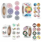 100-500 шт. цветы спасибо Стикеры s для конверт подарок уплотнения Бизнес Уплотнение упаковки этикетка стикер для канцелярских товаров Стикеры рулоны ручной работы