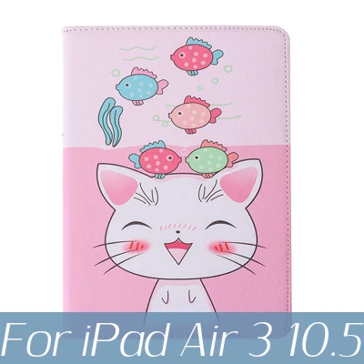 Для iPad 10,2 чехол для планшета тройной складной чехол для iPad 9,7 air 3 10,5 Pro 10,5 чехол с мультяшным котом - Цвет: C3 for air 10.5 2019