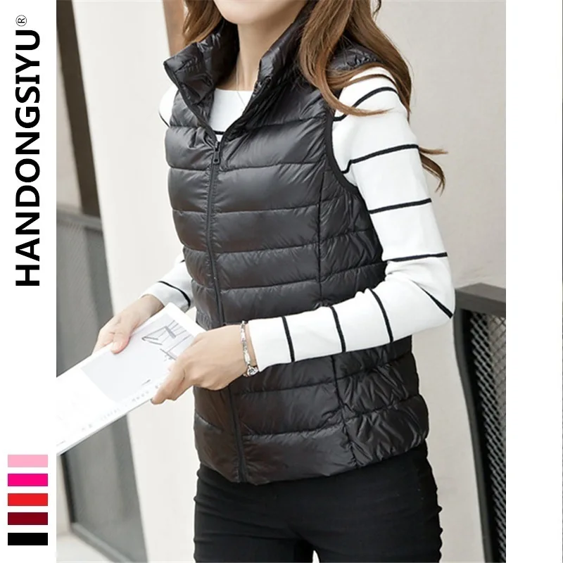 2019 женский тонкий пуховый жилет майка Женский легкий пуховик Женская куртка плюс