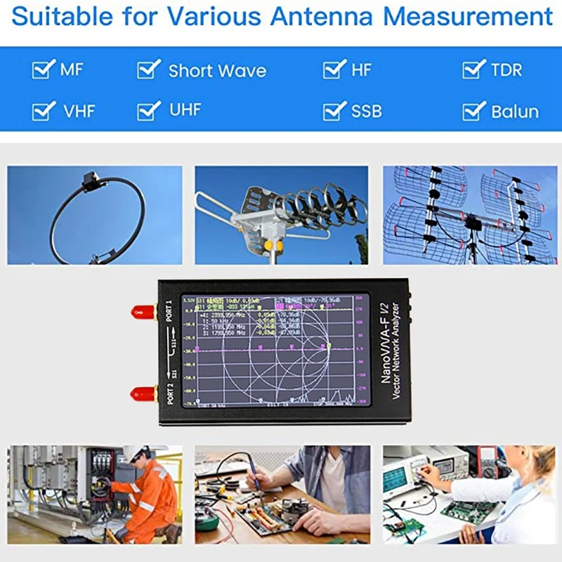 Для NanoVNA-V2 F 50K-3G 4 3 дюймов вектор сетевой анализатор HF VHF Любительская Рация 50