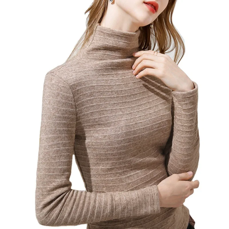 

High collar bottoming shirt women go out cattle new women's wear soft waxy long-sleeved T-shirt warm jacket