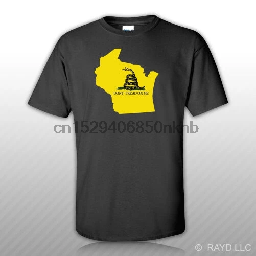 Футболка с флагом гадсдена из штата Висконсин футболка Бесплатная наклейка WI |