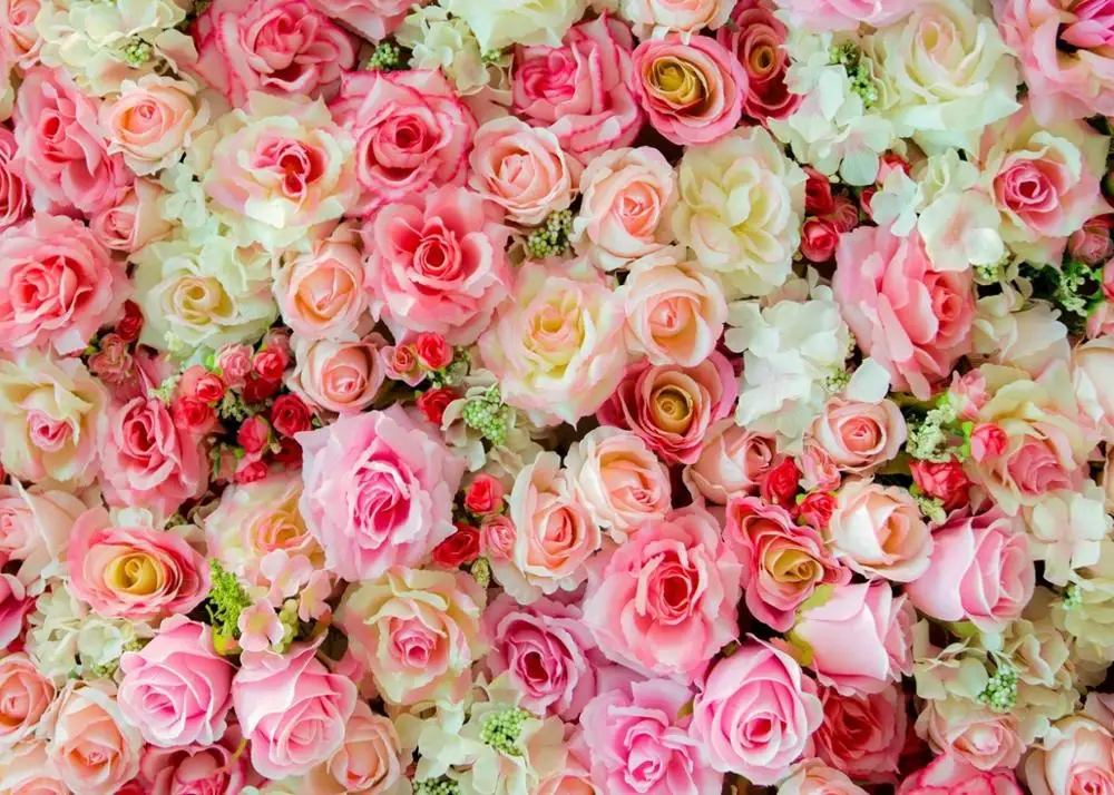 

Rose Flowers Wall Wedding Photography Backgrounds Vinyl Customized Photographic Backdrops Props For Photo Studio