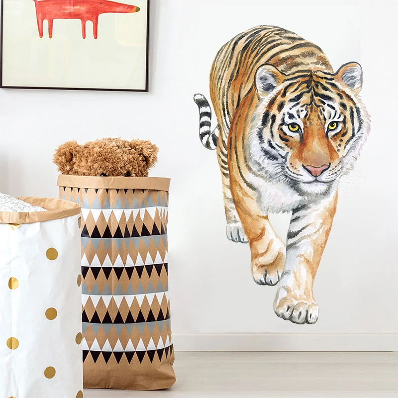 

Tiger Animal Wall Murals Wallpaper Sticker Kids Bedroom Decoration Living Room Home Decor Removable Decovative Nursery Decal Art