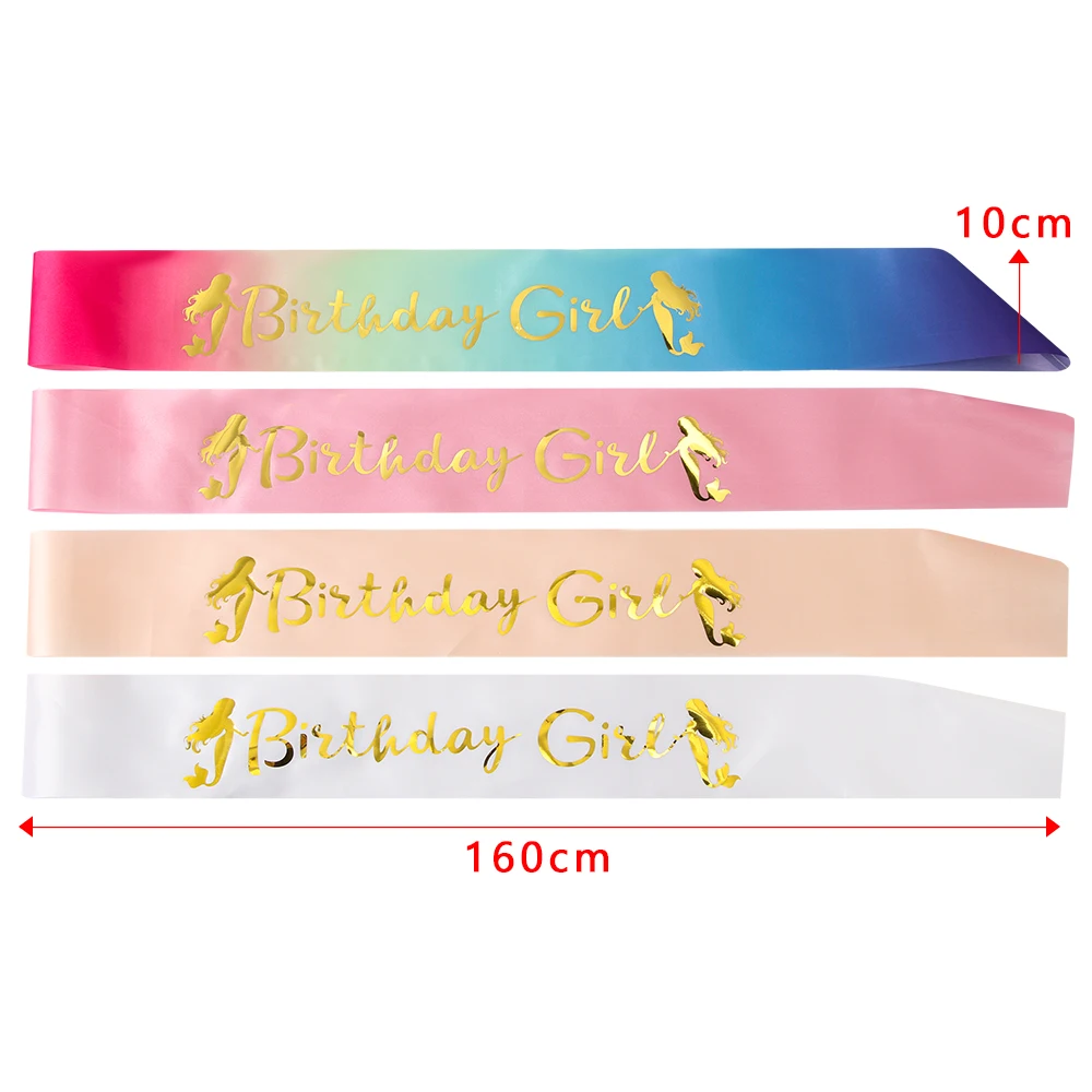 Разноцветные блестящие атласные ленты для девочек на день рождения наплечный