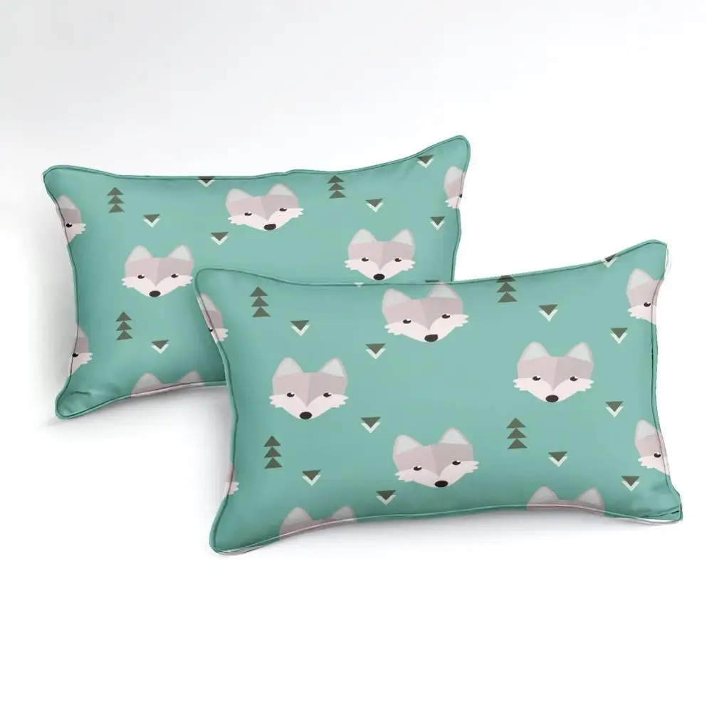 Набор пододеяльников с рисунком волка Комплект постельного белья зеленого цвета