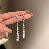 long tassel drop earrings geometric cubic zirconia crystal earrings for women statement jewelry gifts
