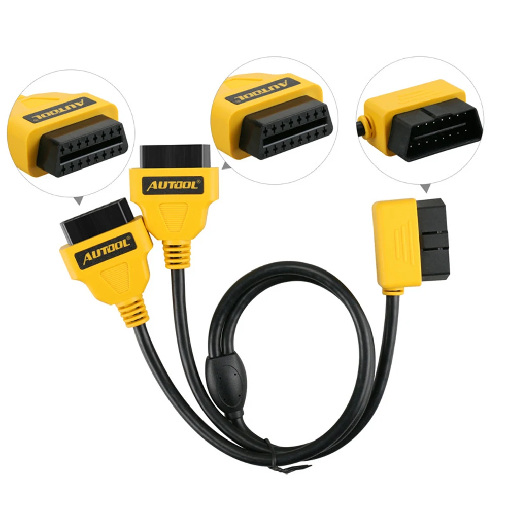 Кабель-разветвитель OBD2 автомобильный 12 В 16 контактов штекер-двойной прямой -