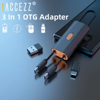 accezz 3 in 1 otg adapter usb c cable kit with 2 adapters storage box 3a fast charging data transfer universal for iphone 13 12
