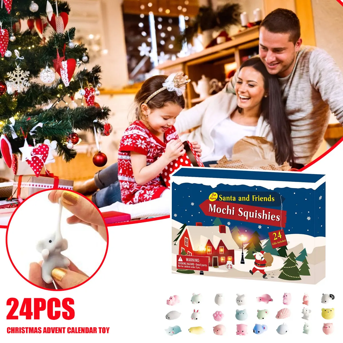 

Christmas Advent Countdown Calendar Toy Set Different Cute Mochi Animals Calendar 24 Days Christmas Squishy Toys Gift Surprise