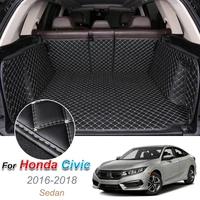 Leather Car Trunk Mat for Honda Civic Sedan 2016 2017 2018 Cargo Liner Trunk Floor Pad Carpet Car Accessories