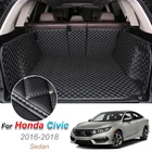 Кожаный коврик для багажника автомобиля для Honda Civic Sedan 2016 2017 2018, коврик для багажника, аксессуары для автомобиля