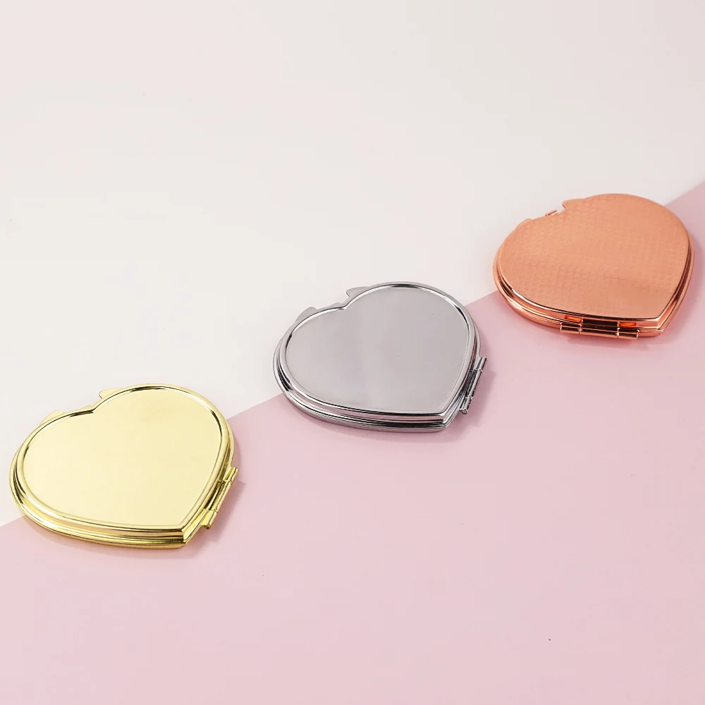 5 шт. 60x47 мм Сердце Бланк Портативный компактное зеркало металлическое косметическое зеркало DIY инструменты для макияжа карманное зеркало подарки