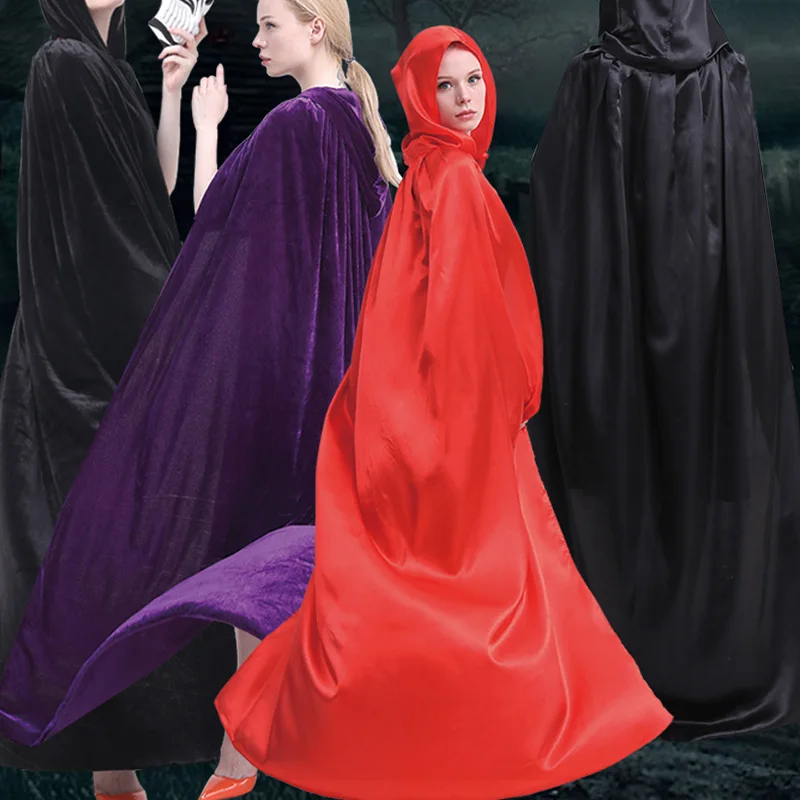 2022 Хэллоуин Длинная накидка с капюшоном для взрослых и детей унисекс мрачный