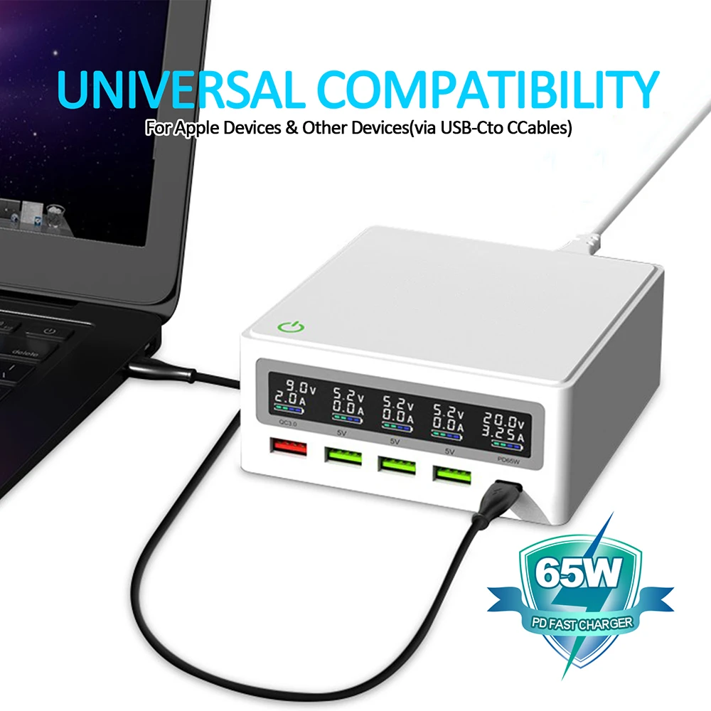 ILEPO 65 Вт USB C зарядное устройство с функцией быстрой зарядки адаптер питания для