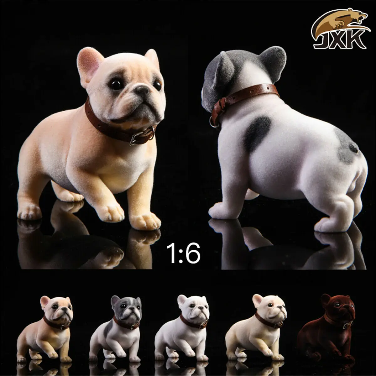 JXK 1/6 Флокированный Французский бульдог собака модель животного коллекционный