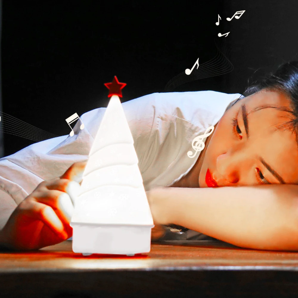 Santa Claus Ligh Christmas Tree Patted Silicone LED Night Light 4 Color Touch Sensor Tap Control Gift for Children Baby Kids O16 | Лампы и