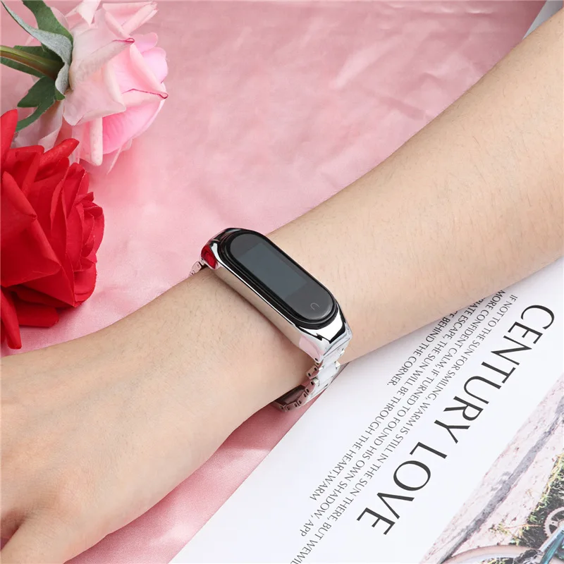 Ceramics Strap For Xiaomi Mi Band 5 6 4 3 Smart Watch Wristband Bracelet band Replacement Woman Man Stainless for Mi Band 6 5 4