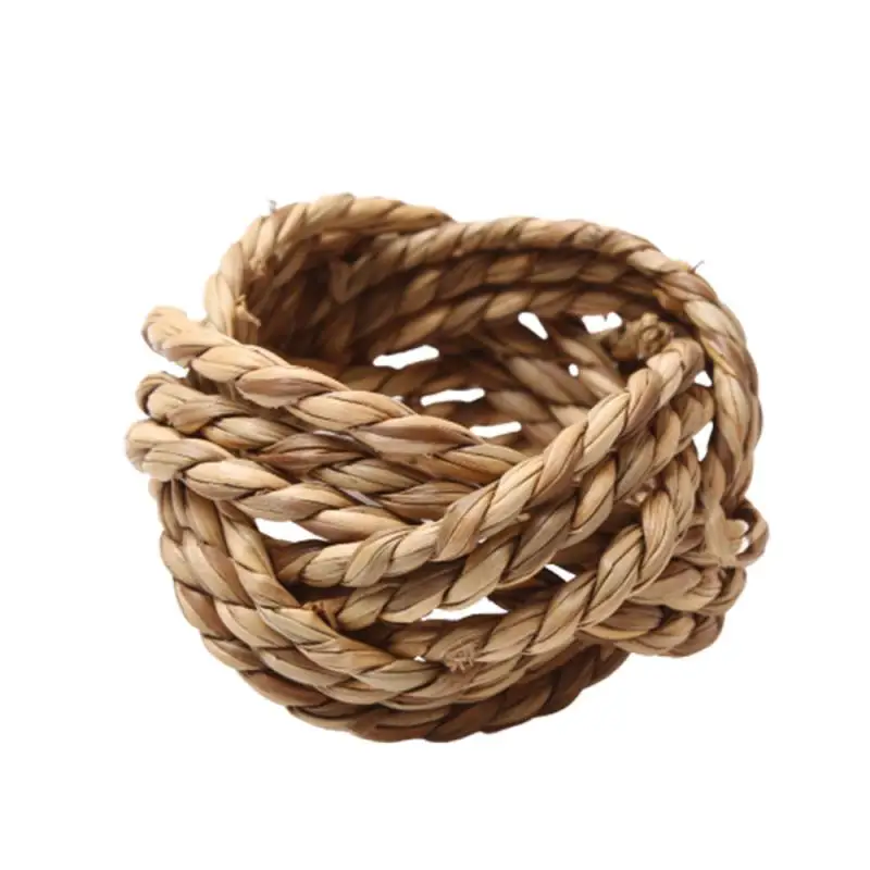 

12pcs Creative Personality Natural Bamboo Straw Woven Design Towel Napkin Buckle Holders Wedding Party Dinner Table Decoration