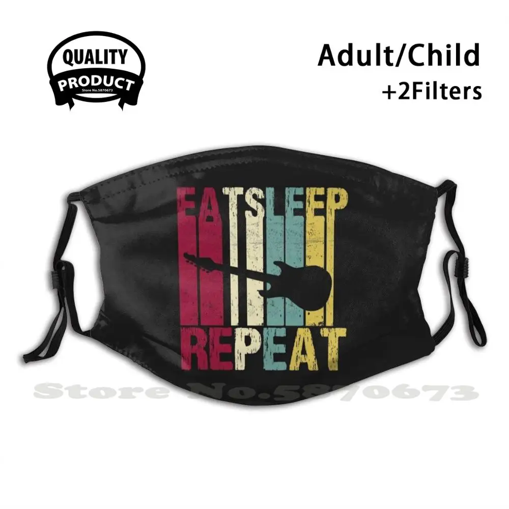 Электрогитара Ешь Спи Размножайся Смешно Ретро для Игрока Своими Руками Взрослый Дети Маска Лицевая Эволюционная История Музыки Бас Металл.