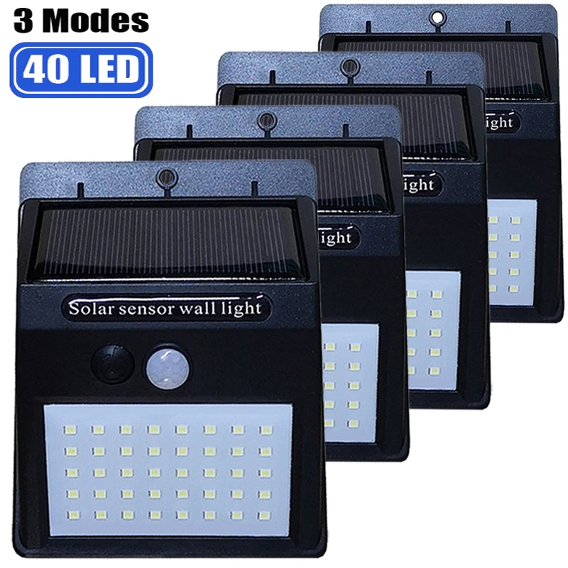 40 светодиодный солнечный светильник движения PIR Сенсор Солнечный садовый