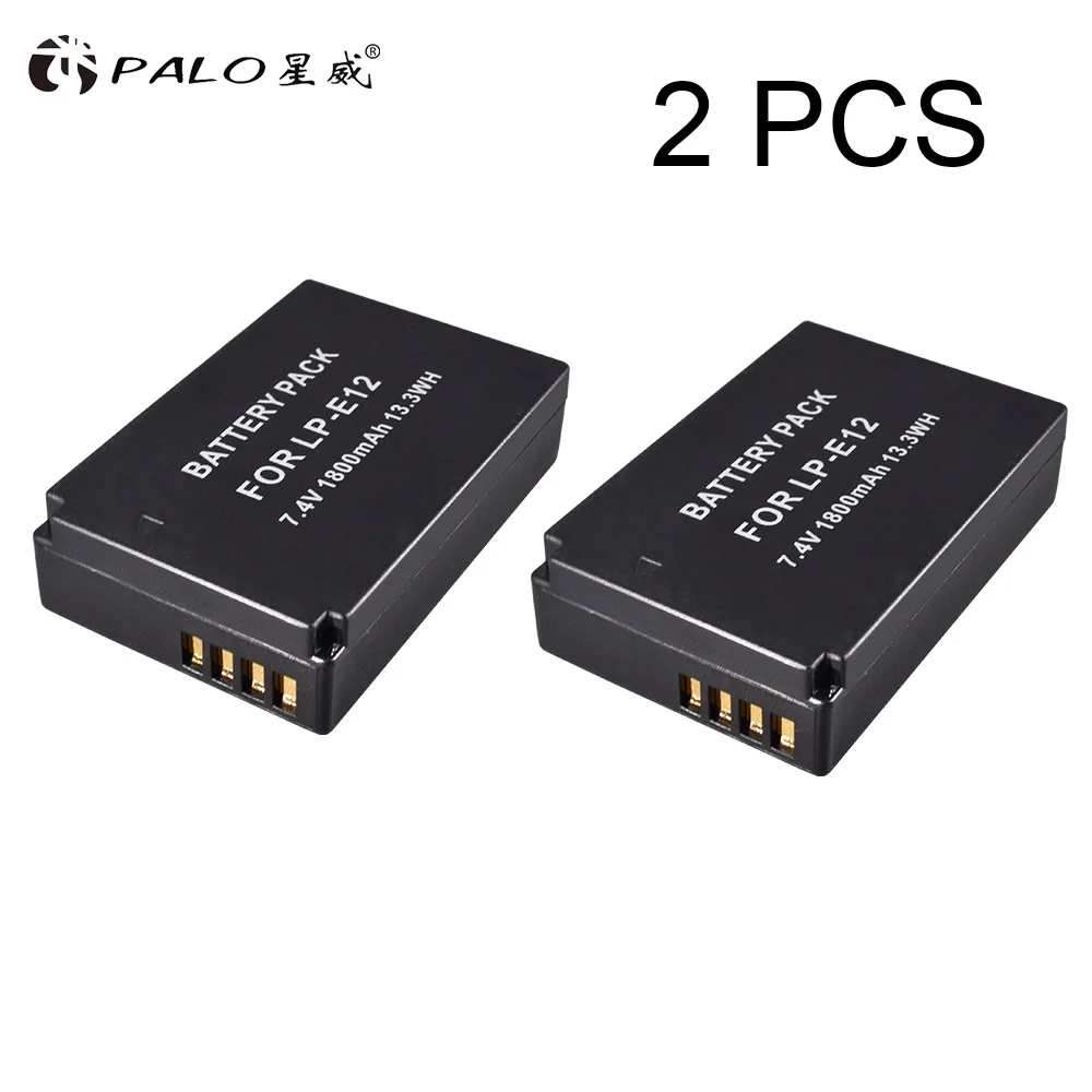 2 шт 1800mAh LP-E12 LP E12 LPE12 литий-ионная батарея+ lcd USB двойное зарядное устройство для Canon EOS M50, EOS M100, 100D Kiss X7 Rebel SL1 камеры - Цвет: 2pcs battery