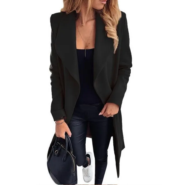 

2021 autumn winter new plus size khaki black long belt lapels zaraing-style za 2020 women sheining vadiming female jacket coat