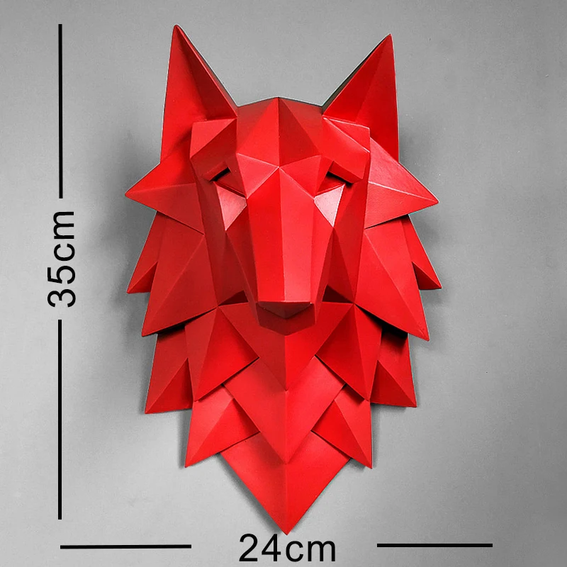 wolf statue 3 Голова Волка статуя украшения дома аксессуары животных абстрактная скульптура настенный Декор 3D статуи гостиной росписи Искусство ремесло - Цвет: wolf statue 3