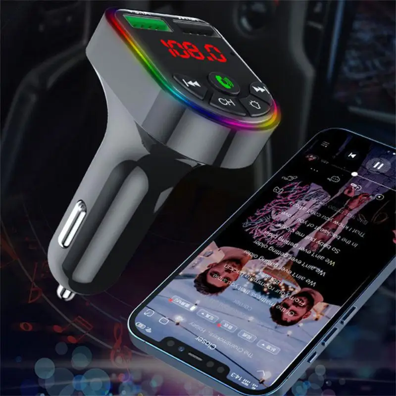 

F5 Bluetooth-совместимый автомобильный Mp3 цветной атмосферсветильник Fm автомобильное зарядное устройство Bluetooth-совместимый приемник Автомобиль...