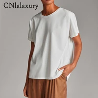 cnlalaxury new summer t shirt women england style solid o neck cotton match basic harajuku tshirt tops camisetas de mujer 2021
