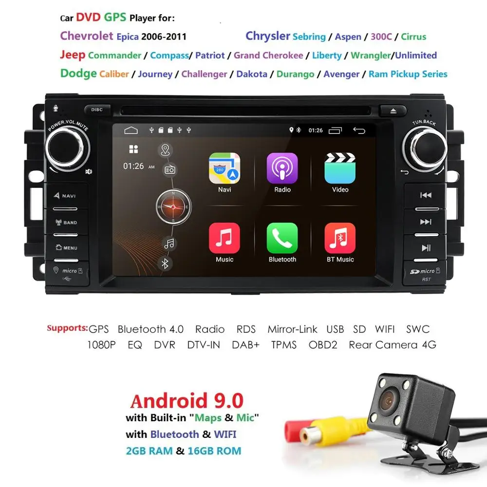 Четырехъядерный Android 9 0 автомобильный стерео DVD GPS плеер Navi для Jeep Compass/Wrangler Chevrolet