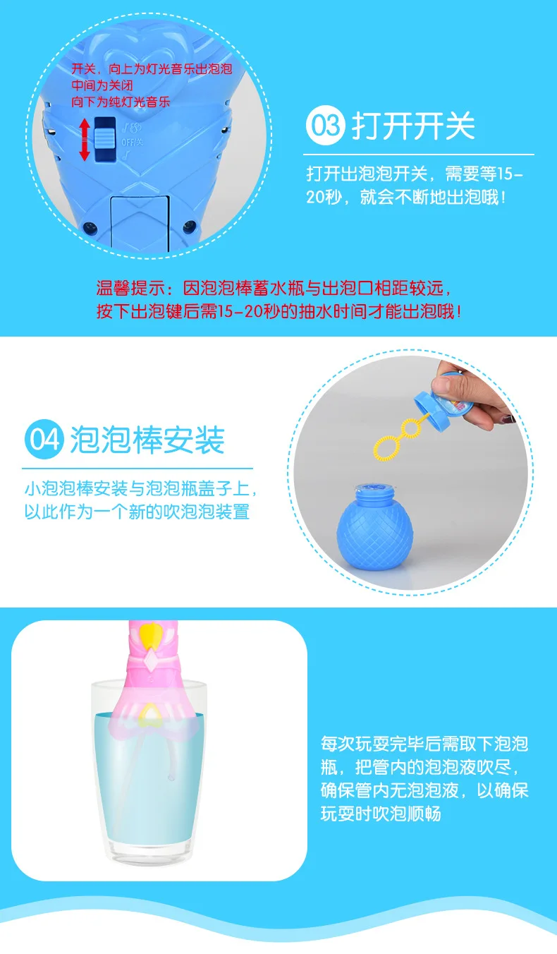 Детская электрическая волшебная палочка Bubble wand полностью автоматическая дующая машина с пузырями светильник музыкальная игрушка Bubble