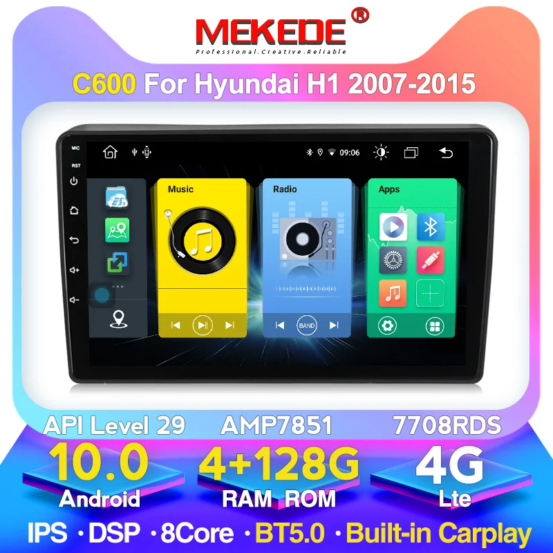 MEKEDE 4G + 128G Android автомобильный мультимедийный DVD плеер для Hyundai H1 Grand Starex 2007 2015 Радио