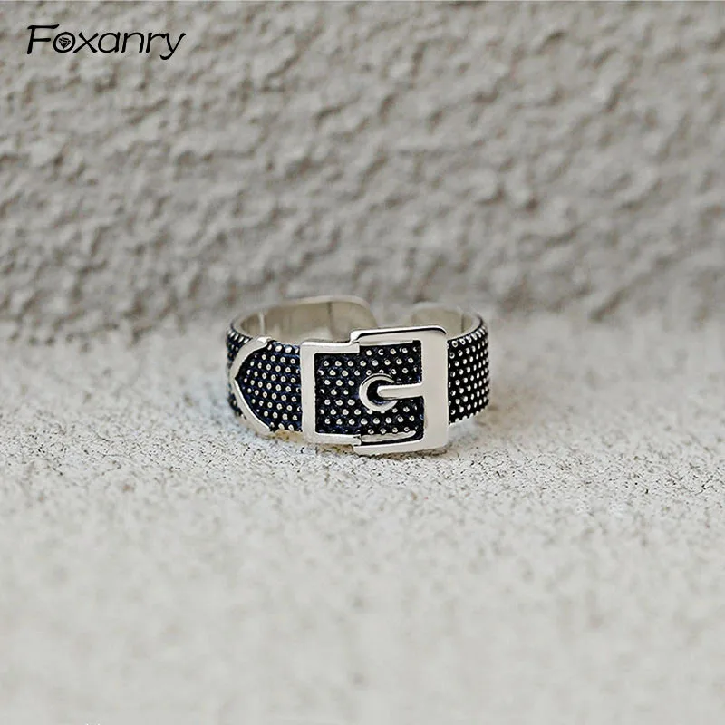 

Evimi Wholesale 925 Silver Color Vintage Rings For Women Couples New Fashion Simple Belt Head Ring Party Jewelry Gifts