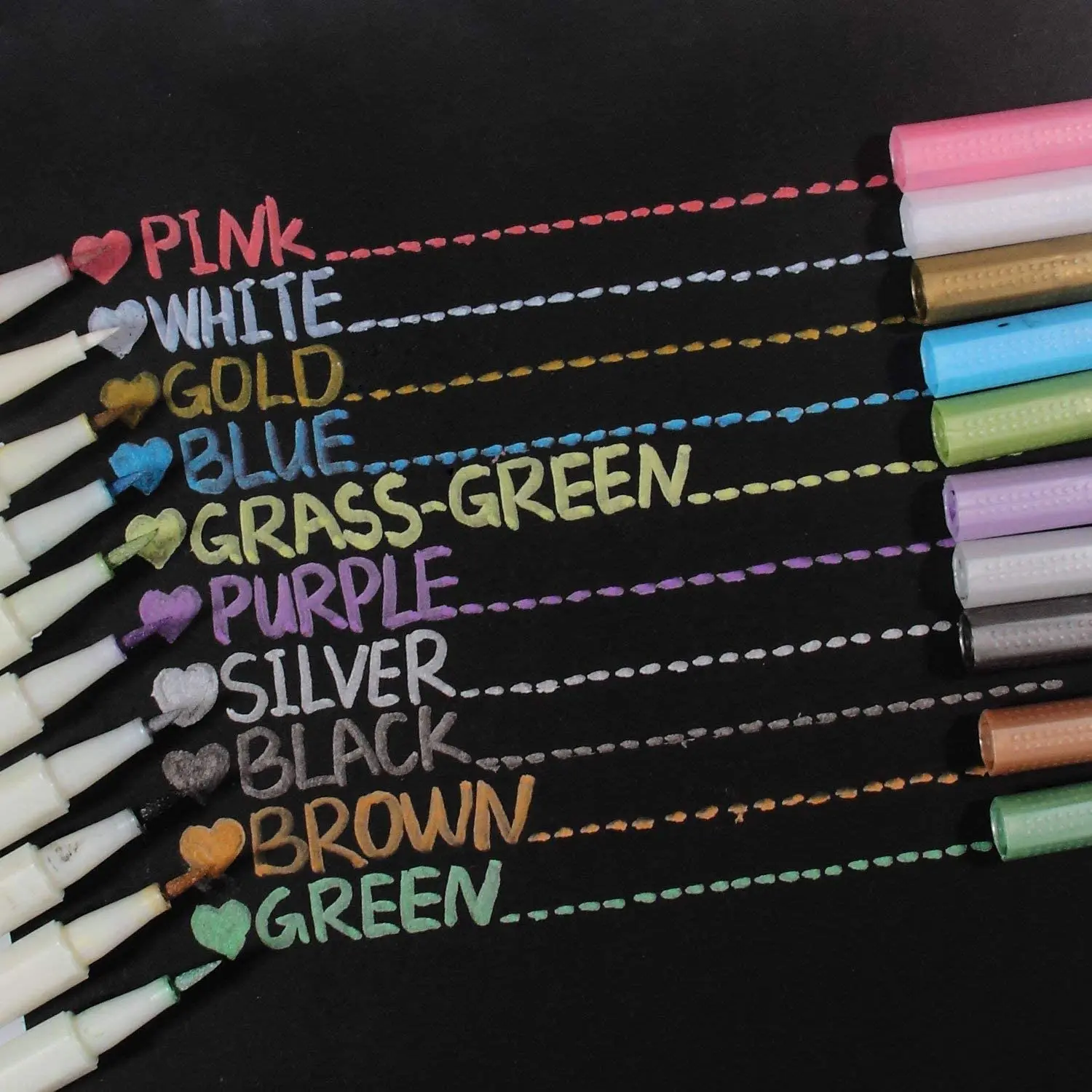 Маркеры цвета "металлик" Красящие Ручки Щетки каллиграфии ручек 10 цветов