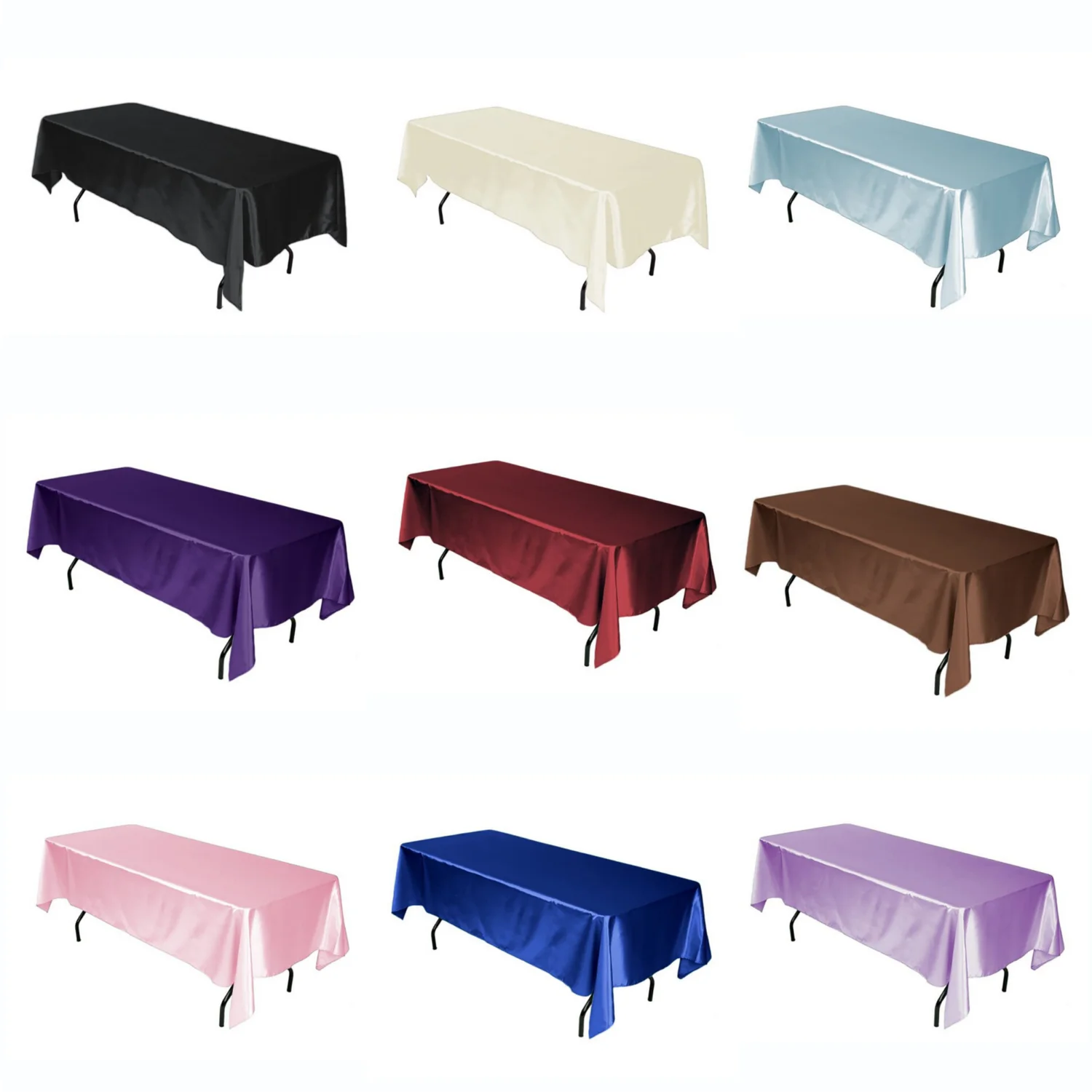 Атласная прямоугольная скатерть белый однотонный светильник струящаяся