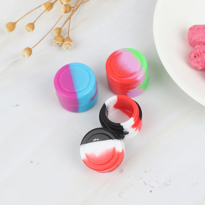 

5pcs Silicone Jar 2ML Nonstick Silicone Container Random Non-stick Oil Wax Jar Dab Storage Box