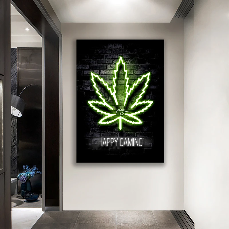 

Weeds Neon Posters Green Plant Canvas Painting Wall Art Pictures Bar Cafes Study Smoking Room Living Room Modern Home Decor