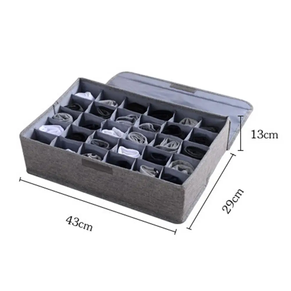 

30 Grids Ties Socks Underwear Divider Wardrobe Organizer Storage Box with Lid Home Storage & Organization