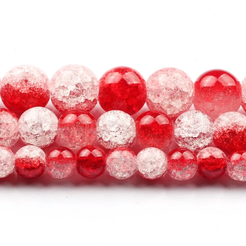 6/8/10 мм натуральный белый и красный снег трещины Кристалл Камень бисер круглый