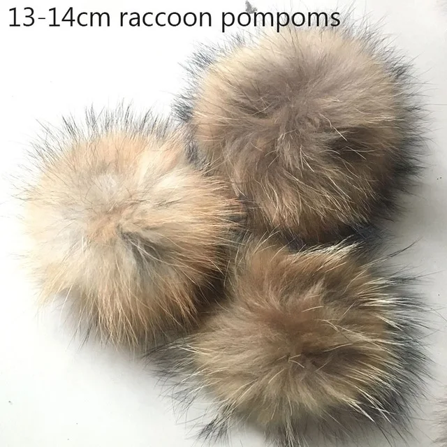 14cm raccoon DANKEYISI 14-15 см настоящий помпон лисий мех помпоны Меховые помпоны для вязаной шапки шапочки натуральный помпон из меха енота шарф перчатки - Цвет: 14cm raccoon