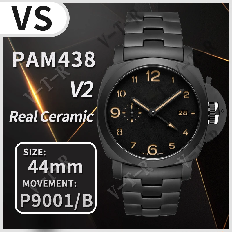 

Men's Mechanical Watch 44mm PAM438 O Real Ceramic VSF 1:1 Best Edition on Ceramic Bracelet P90/B V2 (Free Asso Strap)01