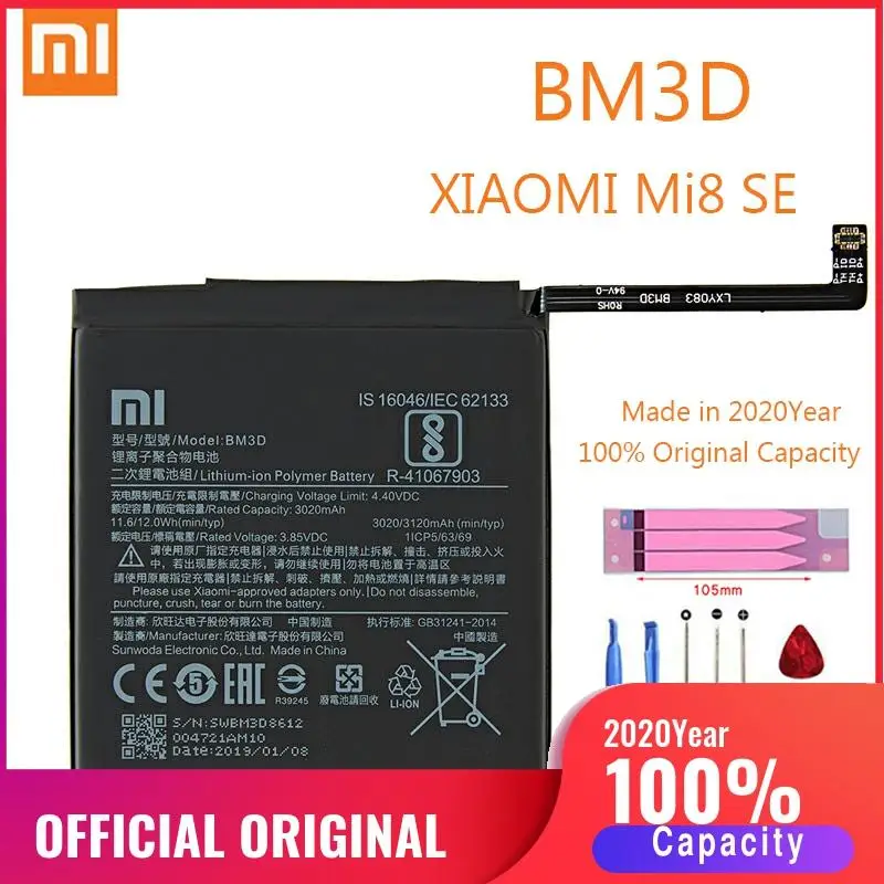 BM3D оригинальный аккумулятор XIAO MI для телефона Xiaomi Mi 8 SE сменные батареи Xiomi bateria Mi8