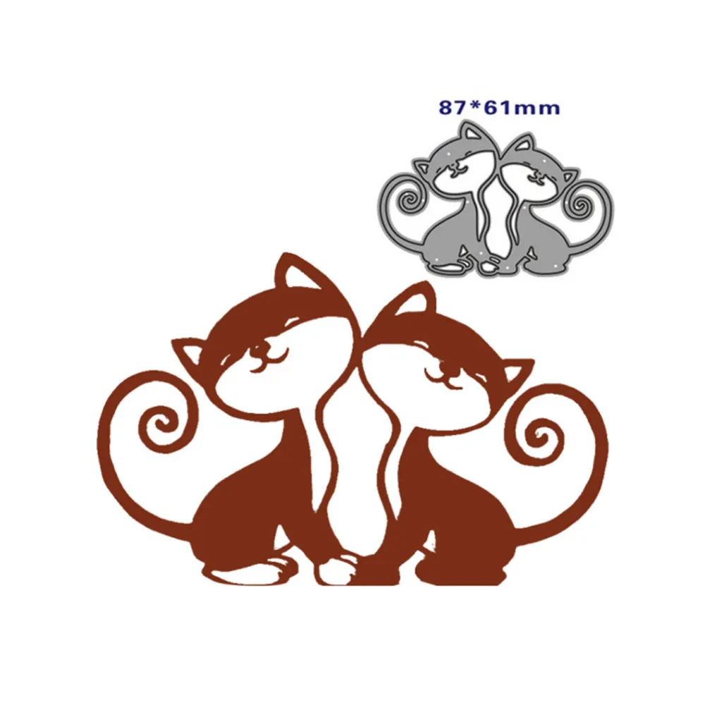 

Cute Two Cat Metal Cutting Dies Scrapbooking New Craft Stamps Cutdie Embossing Card Make Stencil