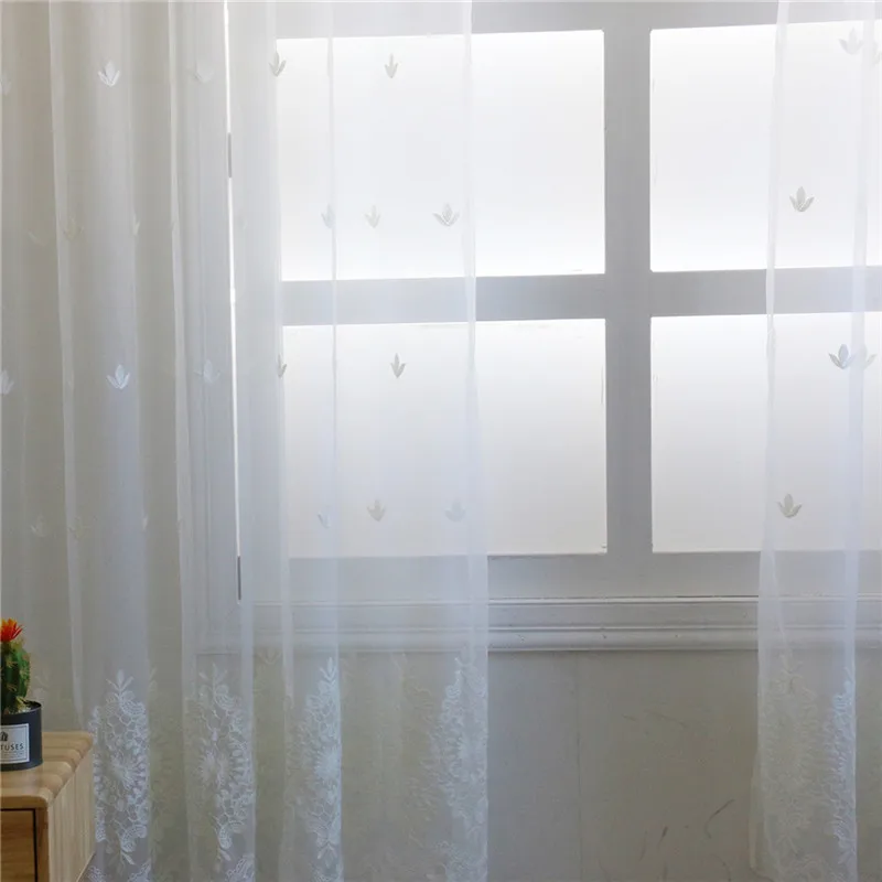 Маленькие Прозрачные тюлевые шторы из вуали с принтом свежих цветов для гостиной