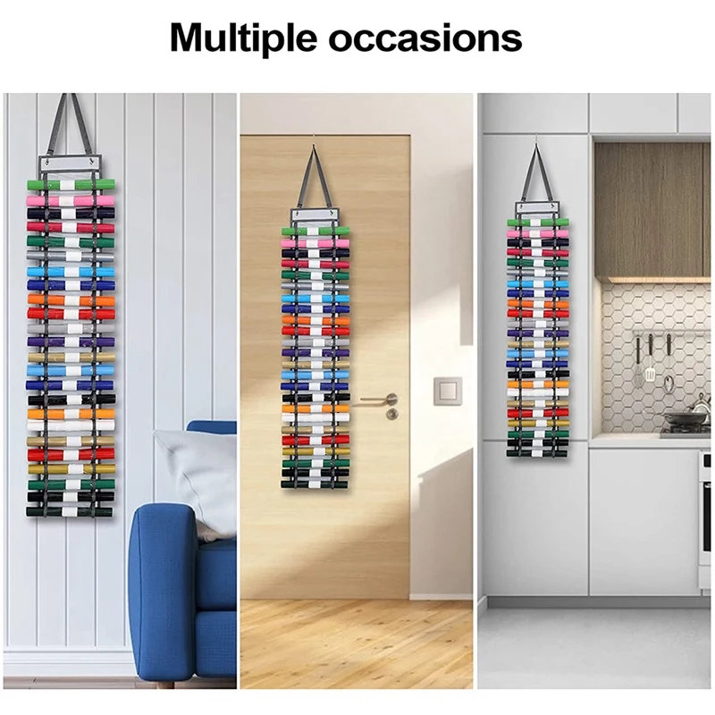 Vinyl Storage Organizer 24 Holes Roll Holder Hanging Craft Gift Wrap for Room Closet Door | Дом и сад
