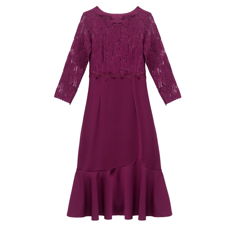 

COIGARSAM 4XL Plus Size Lace Women dress New Hollow Out Dresses 7106