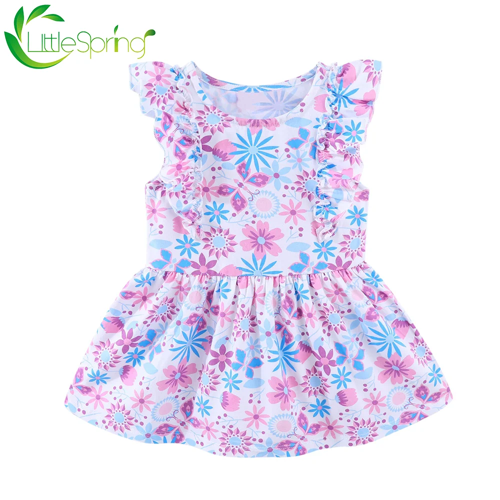 Летнее плиссированное платье с круглым вырезом и цветочным принтом | Детская