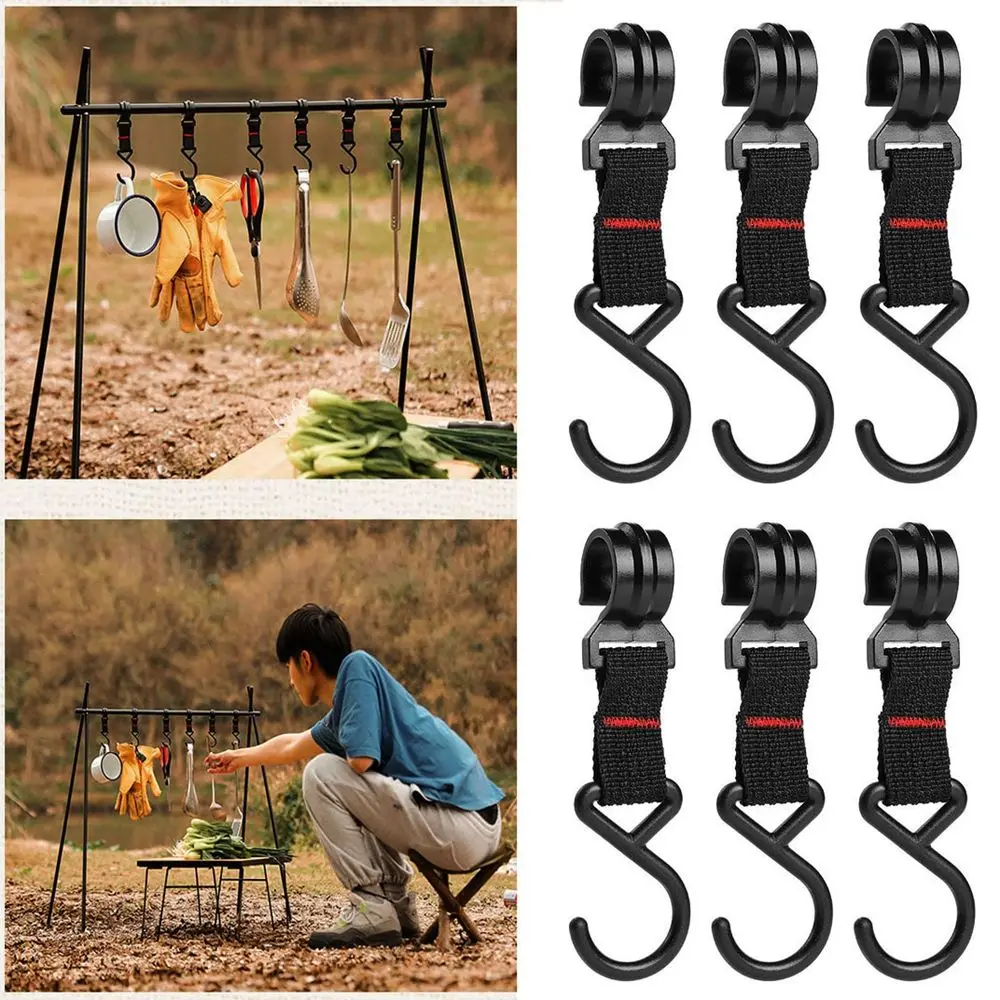 

1/2/5pcs Black Detachable Kitchenware Rack Tool Outdoor Camping S-Shaped Hanging Hooks Pot Pan Hanger Storage Buckle